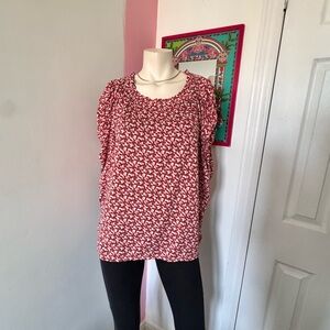 Floral Print Women's Top - Red